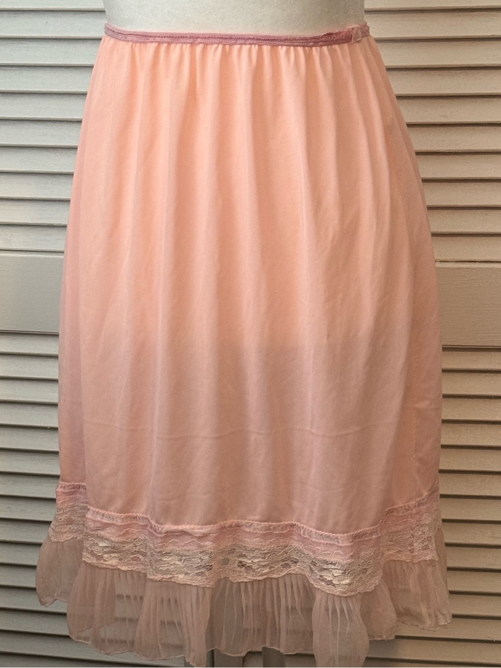 Vtg Coquette Fairy Retro Pink midi Women’s half slip/skirt lace hem Size XL